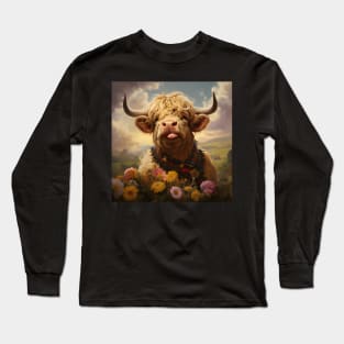 Charmingly Cute and Silly Highland Cattle Design Long Sleeve T-Shirt